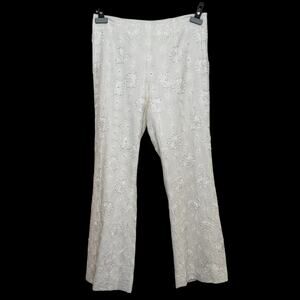 White Eyelet Beaded Straight Leg Pants